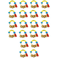 Uapan Brass Yellow Rubber Kadi Brass Ghungroos For Bhajan Clapping Finger Ring Gifting Small Bells For Lord Godess God Ganapati Pooja Aarti Ganesh Pooja Celebration (10 Pair)