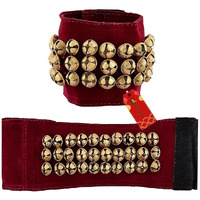 Uapan Brass Ghungroo Ankle Bells Velvet 3 Line Pad For Classical Kathak Dance With Adjustable Strap (Maroon,60 Bells)