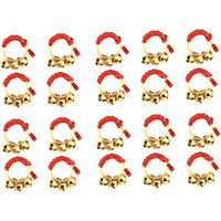 Uapan Ghungroo Kadi Fingers For Puja Aarti Hand Finger Clapping Ring Cymbals Pooja Bhajan Set Pair Musical Instrument (Red, Red Pack Of 10 Pair)