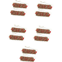Uapan Brass Ghungroo Anklets Bells (4 Line Pad, Red, 5 Pair)