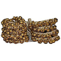 Uapan Brass Big Ghungroo White Cotton String Bells For Professional Dancers (Pair, 75+75_2.5 Cm)