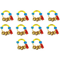 Uapan Brass Yellow Rubber Kadi Brass Ghungroos For Bhajan Clapping Finger Ring Gifting Small Bells For Lord Godess God Ganapati Pooja Aarti Ganesh Pooja Celebration (5 Pair)