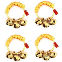 Uapan Brass Ghungroo Kadi Fingers For Puja Aarti Hand Finger Clapping Ring Cymbals Pooja Bhajan Set Pair Musical Instrument(Yellow Pack Of 2 Pair)