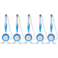 Accuprints (Pack Of 5 Fixed Desktop Pen Set For School | Colour - White And Blue (Blue Ink)