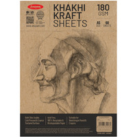Anupam A5 Kraft Paper | Brown Colour Loose Sheets | 100% Recyclable Acid Free Sheet | 180 Gsm | 60 Sheet / 120 Pages | Ideal For Pencil Drawing Doodling Sketching