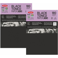 Anupam Ash Black Toned Sketch Paper Cartridge Drawing Sheets Acid Free Paper For Pencil, Charcoal And Ink Media - 5 Loose Sheets - 140 Gsm - A3 (Pack Of 2)