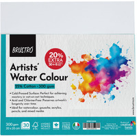 Brustro Watercolour Paper, 25% Cotton, 20 X 20 Cm, Cold Pressed 300 Gsm (Pack Of 30+6)