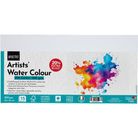 Brustro Artists 25% Cotton Watercolour Paper, 300 Gsm, Cold Pressed, 20Cm X 40Cm (Pack Of 15 + 3 Free Sheets)| Ideal For Watercolor,Acrylic,Gouache,Charcoal,Graphite,Ink & Other Mixed Media