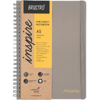 Brustro Inspire A5 Size, 1 Subject Ruled Notebook, 80 Sheets / 160 Pages, 70 Gsm Ivory Paper, Grey Cover With Rounded Corners, Perforated Sheets, Velvety Touch Cover For A Premium Writing Experience