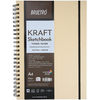 Brustro Toned Paper - Kraft Sketchbook, Wiro Bound, Size A4, 100Gsm. (100 Sheets) 200 Pages