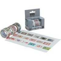 Brustro Washi Masking Tapes Stamp Collection Shade, 25 Mm X 5 Mtrs (Set Of 3)