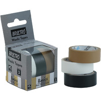 Brustro Washi Masking Tapes Basics Shade - White, Black & Gold, 15 Mm X 5 Mtrs (Set Of 3)