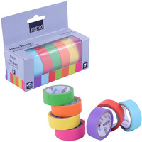 Brustro Neon Burst Washi Tapes | Set Of 7 | 15 Mm X 5 Mtrs | Low Tack Adhesive, Ideal For Scrapbooking, Planners, Card/Gift Wrapping, Diy, Home Decor, Art & Craft Supplies