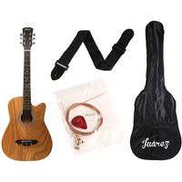 Jurez Jrz38C/Ash 6 Strings Acoustic Guitar 96.52 Cm (38 Inch) Cutaway, Right Handed, Ash With Bag, Strings, Picks And Strap