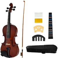 Juarez Legn Violin Kit, Full Size 4/4 Hand-Carved Solid Spruce Top, Solid Maple Back & Sides, Jrv212Db With Redwood Bow, Rosin, Full Tone Sticker, Mute, Bridge, Oblong Case, Dark Brown