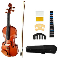 Juarez Coll Violin Kit, Full Size 4/4 White Pine Top, Solid Maple Back & Sides, Jujube Pegs, Chinrest & Tailpiece With Hickory Wood Bow,Rosin, Full Tone Sticker, Mute, Bridge, Oblong Case, Orange