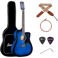 Juarez 41" Acoustic Guitar Cutaway With Dual Action Truss Rod, Jrz41C/Tbs Rosewood Fretboard And Bridge, Padded Cotton Bag, Cotton Strap, 2 Picks, Extra String Set, Blue Sunburst