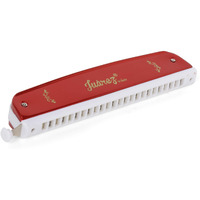 Juarez 24 Holes Jrh24Chrd Harmonica Brass Reed Plate Aluminum Cover Chromatic Tower Mouth Organ With Case Red