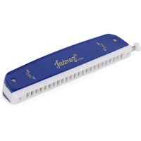 Juarez 24 Holes Jrh24Chbl Harmonica Brass Reed Plate Aluminum Cover Chromatic Tower Mouth Organ With Case Blue
