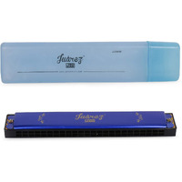 Juarez Junior Jj24Hb 24 Holes Harmonica Key Of C Scale | Mouth Organ | Cover - Aluminium | Comb - Abs | Reed  Brass Blue