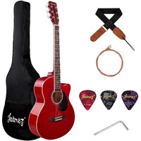 Juarez Arpeggio 39 Inch Acoustic Guitar Kit, Jra39Sr-Rd Spruce Top, Rosewood Fretboard & Bridge, Truss Rod, Chrome Die Cast Machine Tuners, Dark Red
