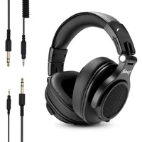Juarez Jrdj400 Wired Over Ear Dj Headphones With Mic  40Mm Neodymium Drivers, 3.5Mm/6.35Mm Dual Jack, Foldable Design, Coiled & Straight Cable, Shareport, Noise Isolation, Black
