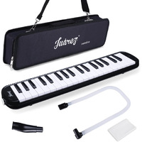 Juarez 37 Key Melodica Musical Instrument Soprano Air Piano Keyboard Pianica With Carrying Bag, 1 Soft Long Tube, 1 Mouthpiece, Wipe Cloth, Black