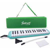Juarez 37 Key Melodica Jmld37Gr Musical Instrument Soprano Air Piano Keyboard Pianica With Carrying Bag, 1 Soft Long Tube, 1 Mouthpiece, Wipe Cloth, Green