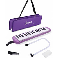 Juarez 37 Key Melodica Jmld37Pp Musical Instrument Soprano Air Piano Keyboard Pianica With Carrying Bag, 1 Soft Long Tube, 1 Mouthpiece, Wipe Cloth, Purple