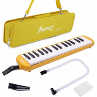 Juarez 37 Key Melodica Jmld37Yl Musical Instrument Soprano Air Piano Keyboard Pianica With Carrying Bag, 1 Soft Long Tube, 1 Mouthpiece, Wipe Cloth, Yellow