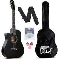 Intern Int-38C-L-Bk Left Hand Acoustic Guitar Kit (Black)