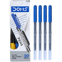 Doms Df 0.6 Gl Ball Point Pens Box Pack | Lightweight & Sleek Body | Created For Smooth, Dark & Uninterrupted Writing | Use & Throw Pen | Blue Ink, Pack Of 40 Pens