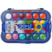 Doms 24 Shades 23Mm Water Colour Cakes | Easy To Use Palette Lid | Organic Rich Colour Pigments | Free Brush Inside | Non-Toxic & Safe For Kids | Pack Of 1