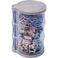 Brustro Deskmate Rotational Clip Box | Includes 14 Binder Clips(19Mm), 120 Paper Clips(28Mm) & 90 Push Pins | Ideal For Home,Office Accessories,Desk