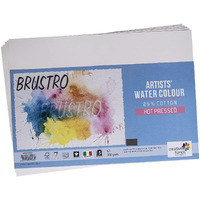 Brustro Artists 25% Cotton Watercolour Paper,Hot Pressed, 300 Gsm,Size A3, 5 Sheets | Ideal For Watercolor,Acrylic,Gouache,Charcoal,Graphite,Ink & Other Mixed Media
