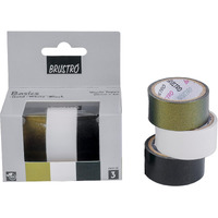 Brustro Washi Masking Tapes Basics Shade - Pearl White, Pearl Black & Antique Gold, 20 Mm X 4 Meters (Set Of 3)