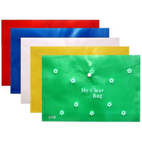 Eclet A4 Document File Folder Bag, Transparent Envelope Holder Storage Case, Snap Button Organizer, Clear Flower Plastic Container For Papers, Stationery(5)