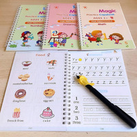 Eclet Magic Book For Kids, Sank Magic Practice Copybook, (4 Book+10 Refill+1 Pen+1 Grip) Number Tracing Book For Pre-Schoolers With Pen, Magic Calligraphy Copybook Set Writing Tool For Kids(J)