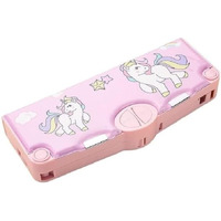 Eclet Unicorn Theme Magnetic Pencil Case For Kids/Unicorn For Boy & Girls/Stationery Box, Buttons Operated Pencil Box For Kids Return Gift Set Art Plastic