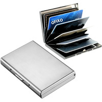 Ofixo 6 Slots Credit Card Holder Rfid Protected Stainless Steel Credit Card Wallet Slim Metal Credit Card Case For Men And Women (Matt-Silver)