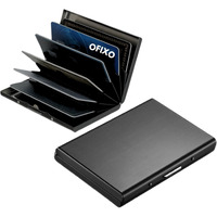 Ofixo Credit Card Holder Protector Stainless Steel Credit Card Wallet Slim Metal Credit Card Case For Women Or Men (Black)