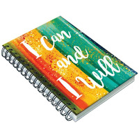 Accuprints Wiro Hard Bound A5 (6 By 9 Inch) Wiro Notebook Diary Ruled 200 Pages-80 Gsm Paper Pattern-I Can I Will