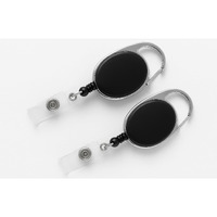 Accuprints Oval Round Reel Id Card Holder, Id Badge Reel Clip For Card Holders (2 Units, Black)