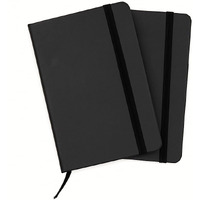 Accuprints Pack Of 2 Hard Bound Diary Size 6 X 4.2 Inches Notebook Diary With Elastic Lock Pu Leather Pages For Office (Black)