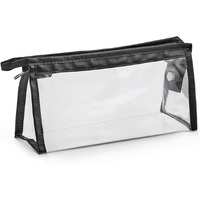 Accuprints Clear Travel Toiletry Bag, 20 X 8.5 X 12.5 Cm, Waterproof Pvc Makeup Pouch With Zipper, Set Of 1, Black