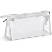 Accuprints Clear Travel Toiletry Bag, 20 X 8.5 X 12.5 Cm, Waterproof Pvc Makeup Pouch With Zipper, Set Of 1, White