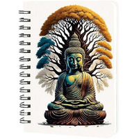 Accuprints Hard Bound Paper Notebook|Compact Size A5 (8.25 X 5.7)|200 Pages, 80 Gsm|Flat Opening Wiro Buddha Diary