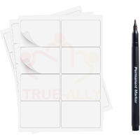 True-Ally 160 Pcs Waterproof Pearl White Vinyl Stickers(No Residue) For Mason Jars Glass Bottles, Decals Craft, Kitchen Jar Labels Bottle Stickers 5Cm X 3.8Cm (Sticketr With Permanent Marker)