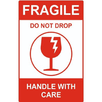 True-Ally Large Fragile Stickers - 100 X 150Mm (4X6 Inch) Strong Adhesive Red Labels Handle With Care Sticker Warning For Shipping Packing Of Goods And Moving (1 Roll - 100 Sticker)