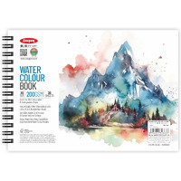 Anupam Watercolour Book 200Gsm Natural White Paper With Grained Surface Usable On Both Side 40 Pages A5 For Watercolour, Gouache, Ink, Acrylic, Wet & Mixed Media, Art Painting, Drawing